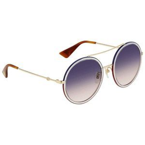 NEW Gucci Gold and Blue Round Women's Sunglasses